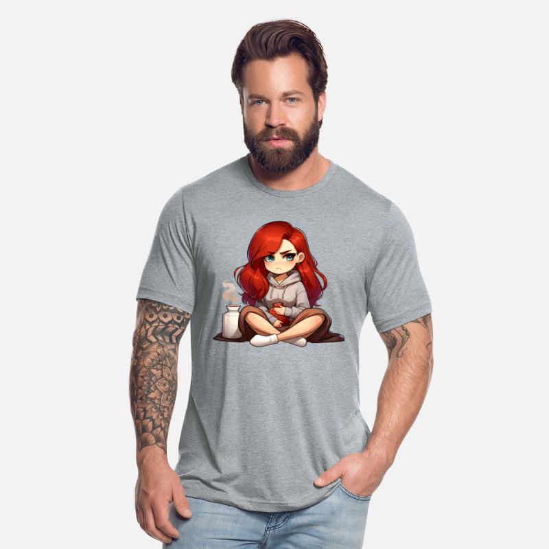 Cozy Anime Girl with Red Hair Relaxing