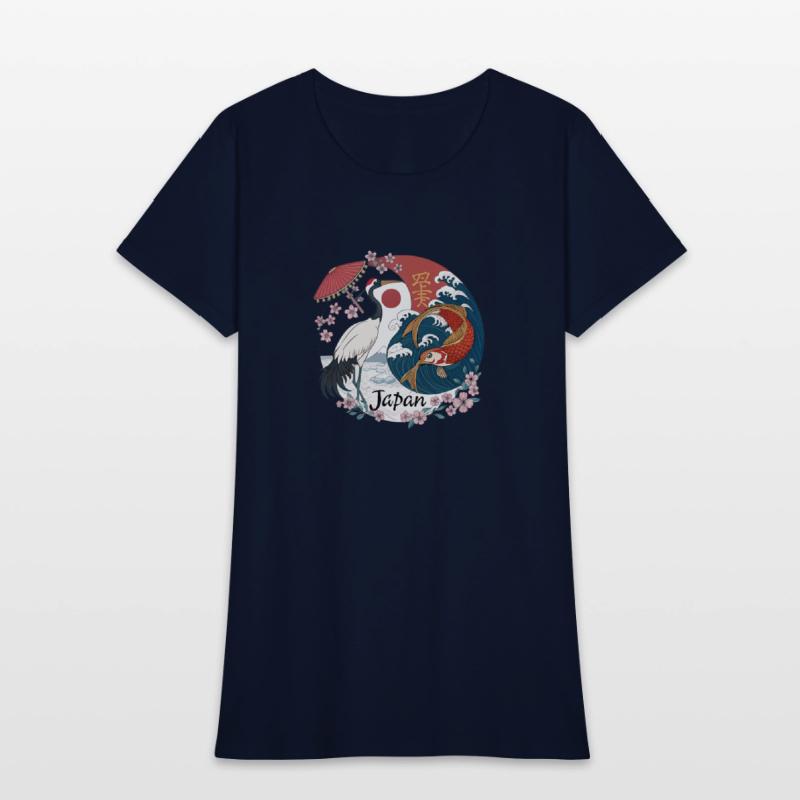 Crane and Koi Yin Yang –Japanese Symbol of Harmony