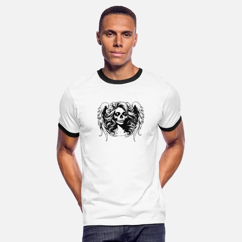 Dark Art Skull Angel Face with Wings Horror Grunge