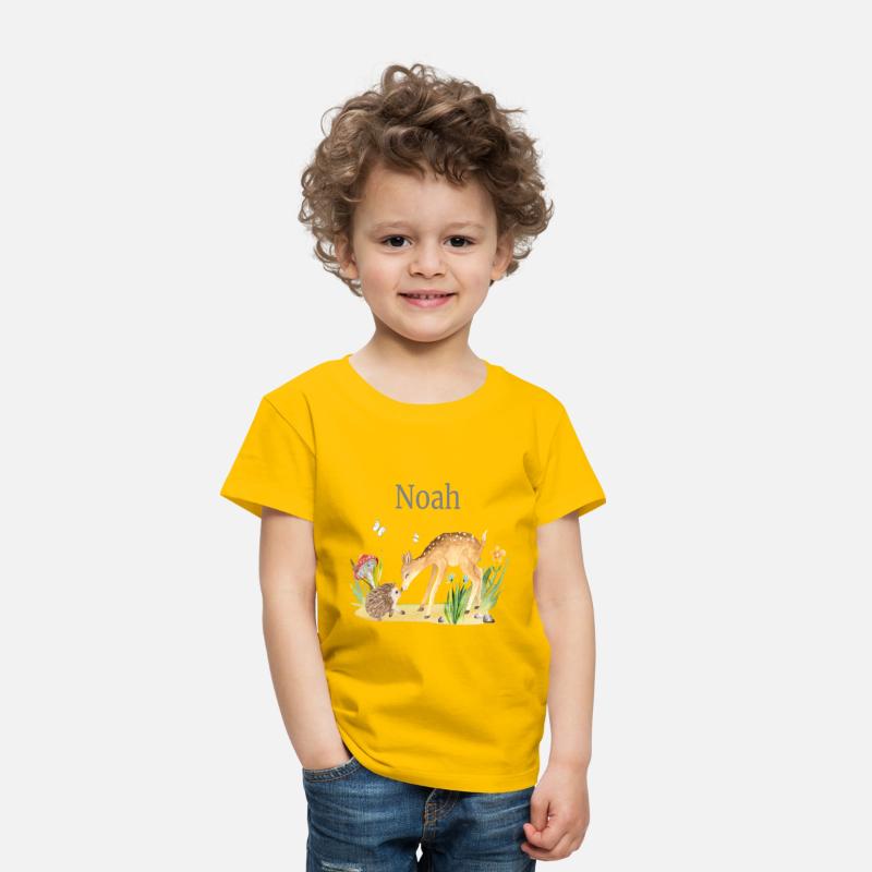 Forest Animal Deer Hedgehog Flowers Name Noah