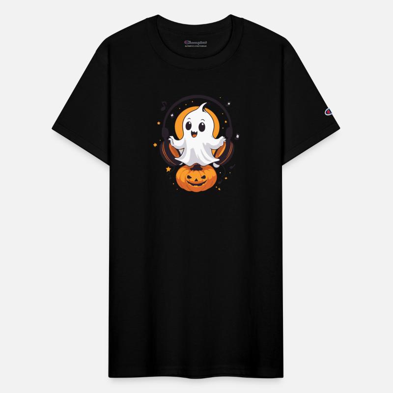 Ghost Listening to Tunes on Pumpkin - Halloween
