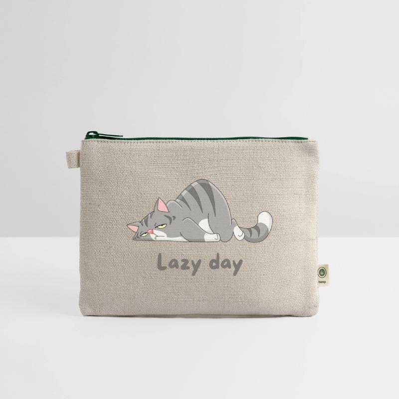 Gray Cat Cartoon with lazy day design
