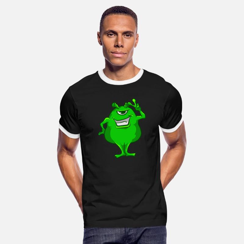 Green Alien Hand Peace Sign T-Shirt Cute One-Eyed
