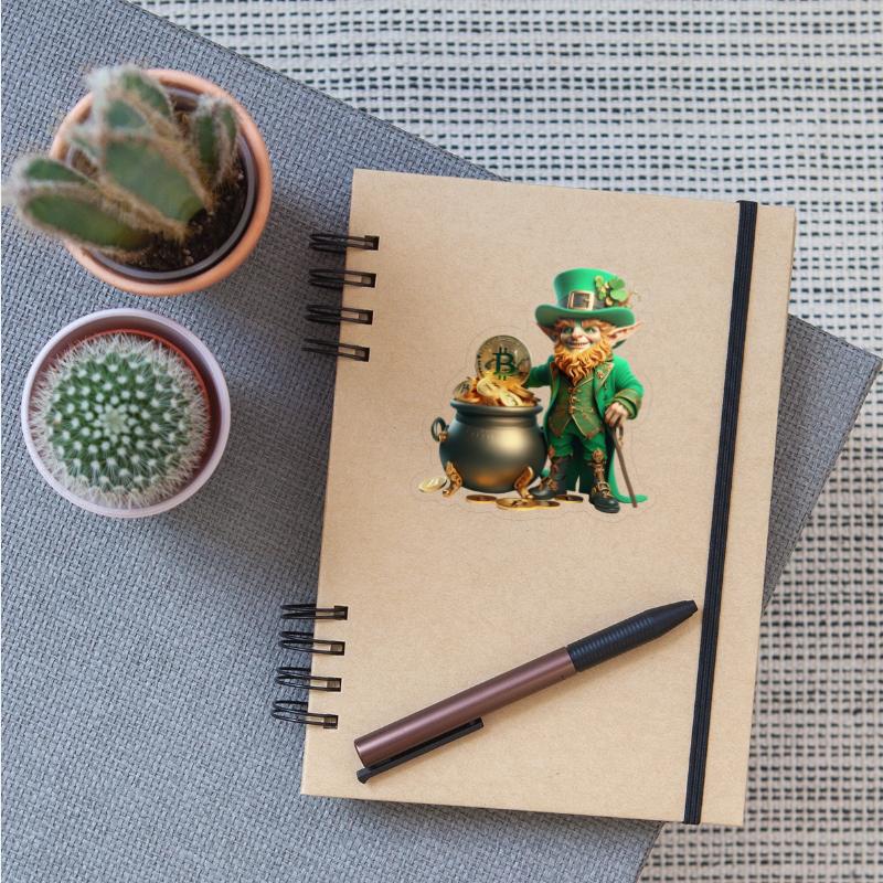 Lucky Leprechaun with Bitcoin Pot