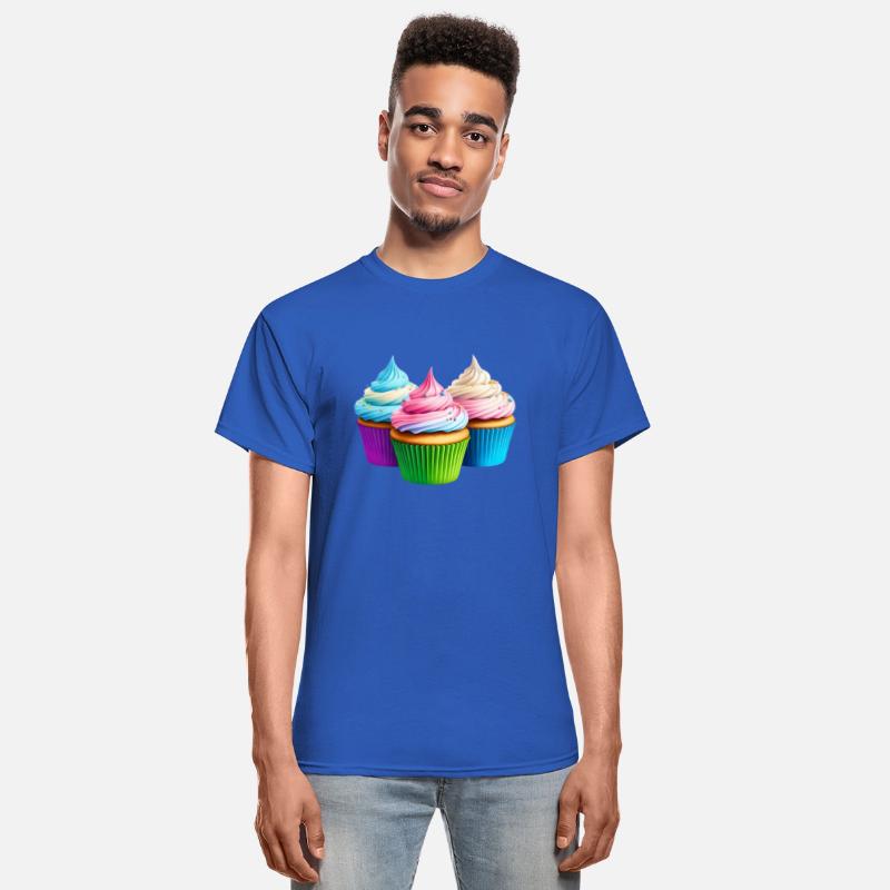 Three rainbow cupcakes