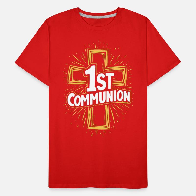 1st Communion Bold Lettering With Cross Design