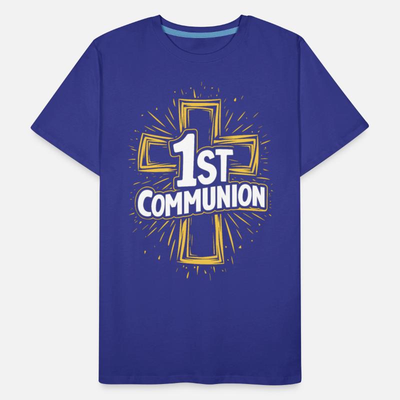 1st Communion Bold Lettering With Cross Design
