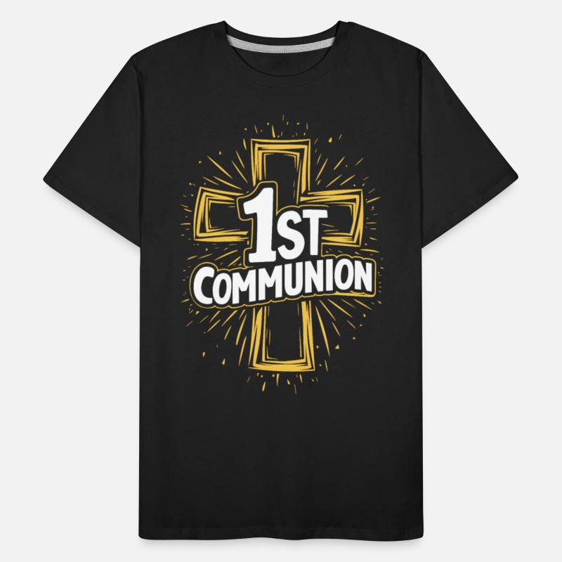 1st Communion Bold Lettering With Cross Design