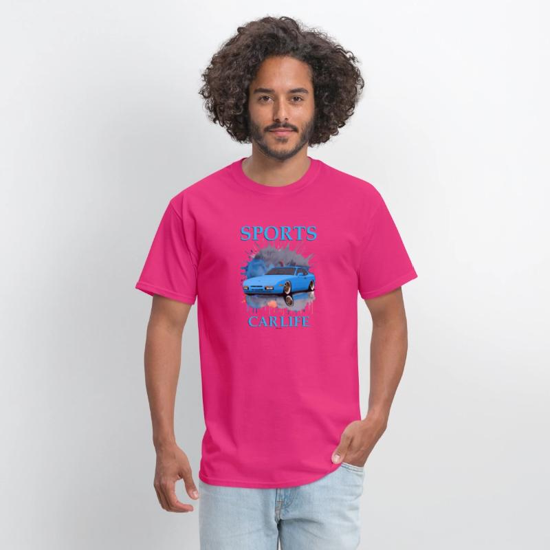 A sports car blue T-shirt
