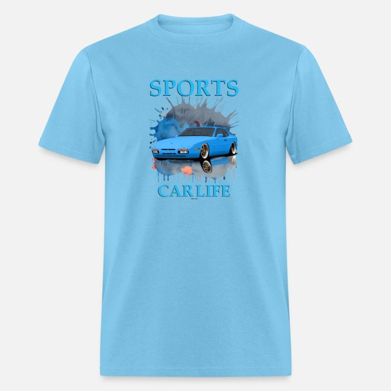 A sports car blue T-shirt