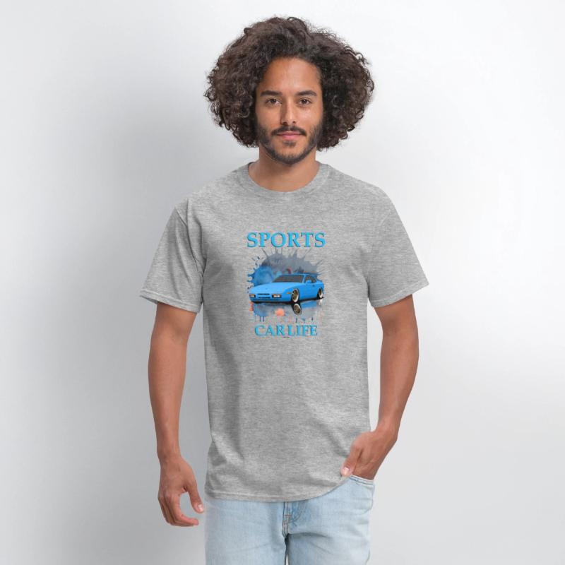 A sports car blue T-shirt