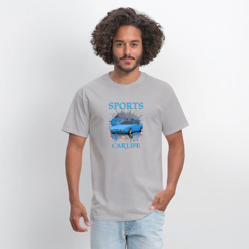 A sports car blue T-shirt