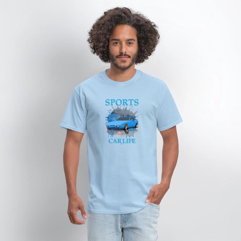 A sports car blue T-shirt