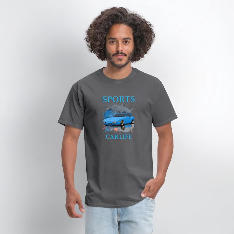 A sports car blue T-shirt