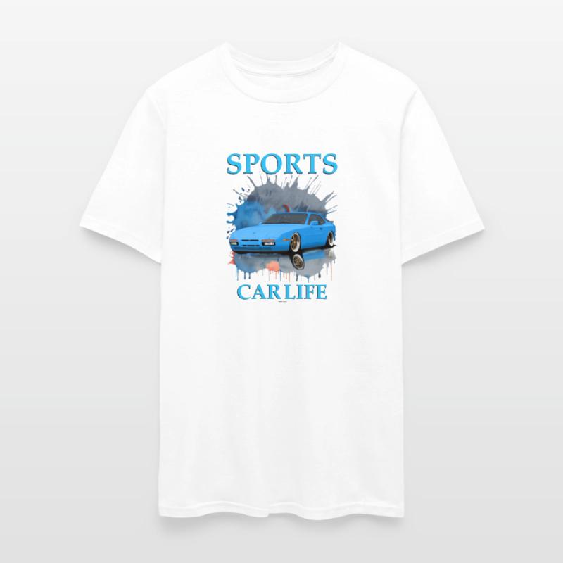 A sports car blue T-shirt