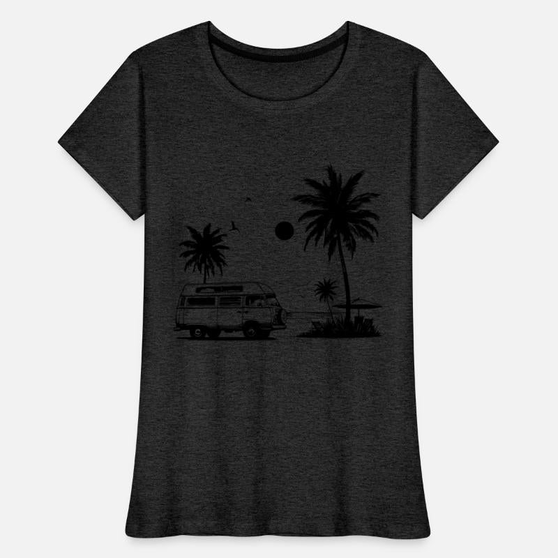 A vintage camper van on the beach