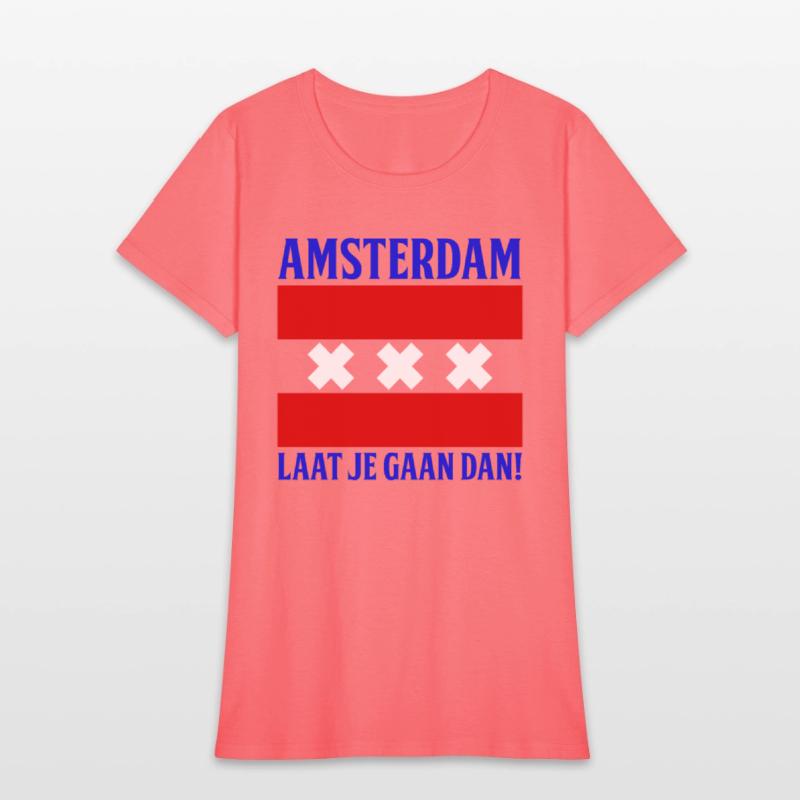 Amsterdam laat je gaan dan! Blue text.
