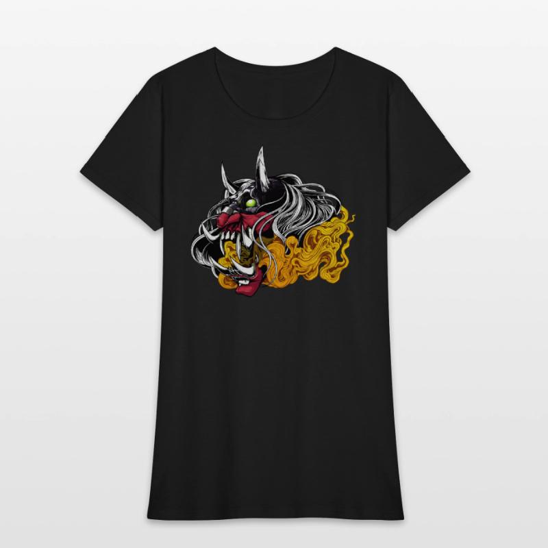 Angry Red Oni Mask Demon Tattoo