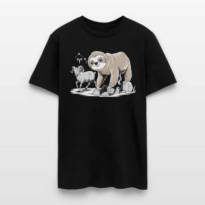 Aries Zodiac Soth with Ram and Sloth Illustration
