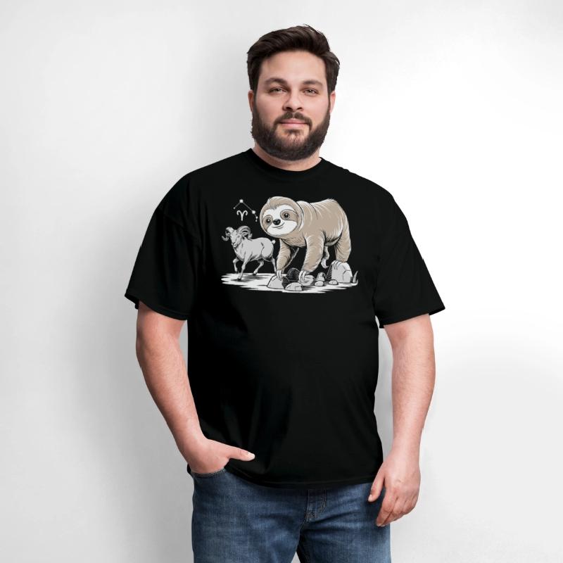Aries Zodiac Soth with Ram and Sloth Illustration