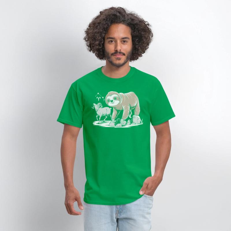 Aries Zodiac Soth with Ram and Sloth Illustration