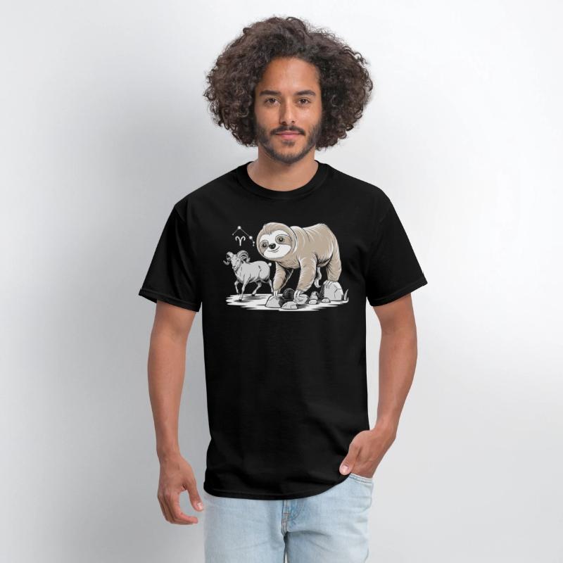 Aries Zodiac Soth with Ram and Sloth Illustration