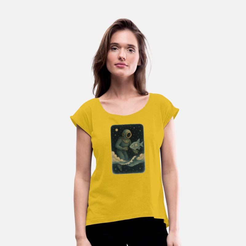 Astronaut and Fish in Space Illustration