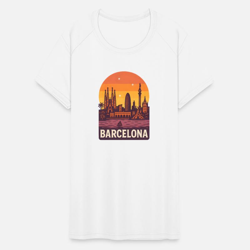 Barcelona Sunset Skyline Illustration