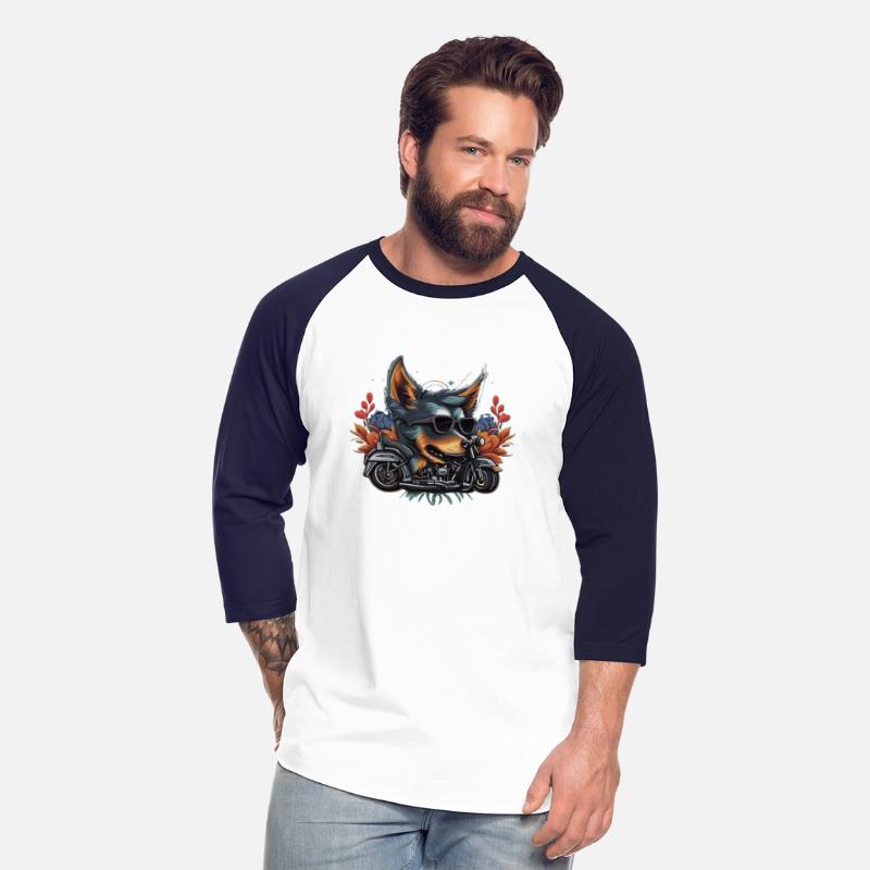bike riding dog illustration t-shirt