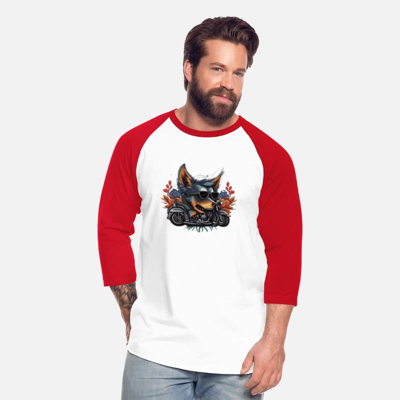 bike riding dog illustration t-shirt