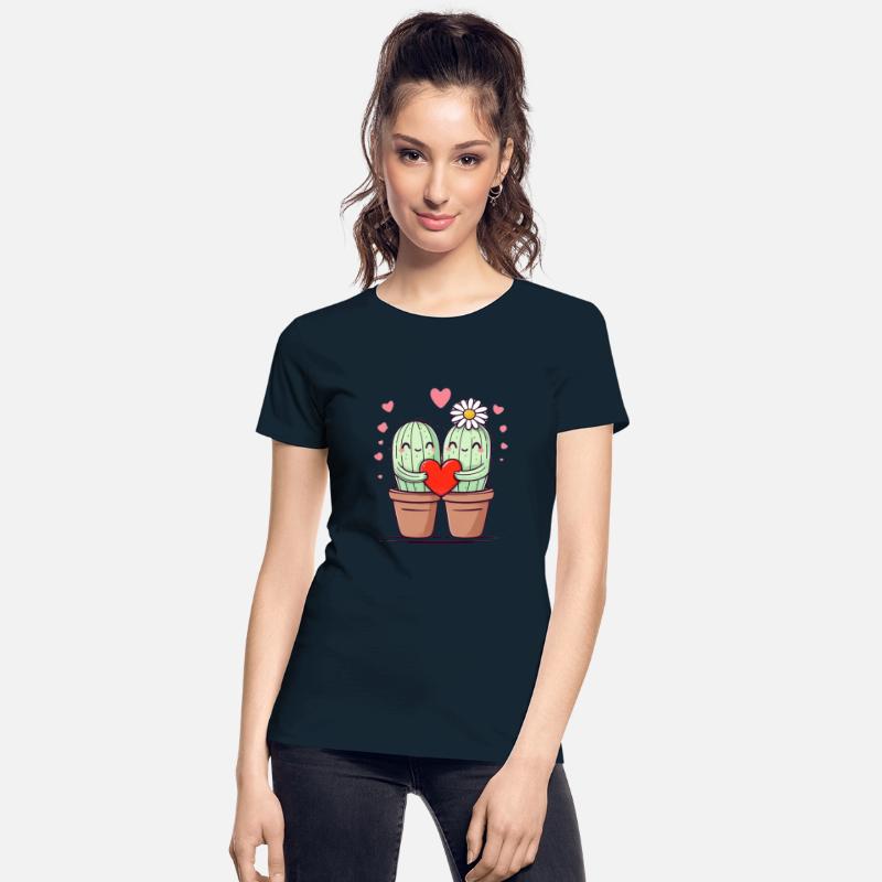 Cactus Couple Holding Heart with Love