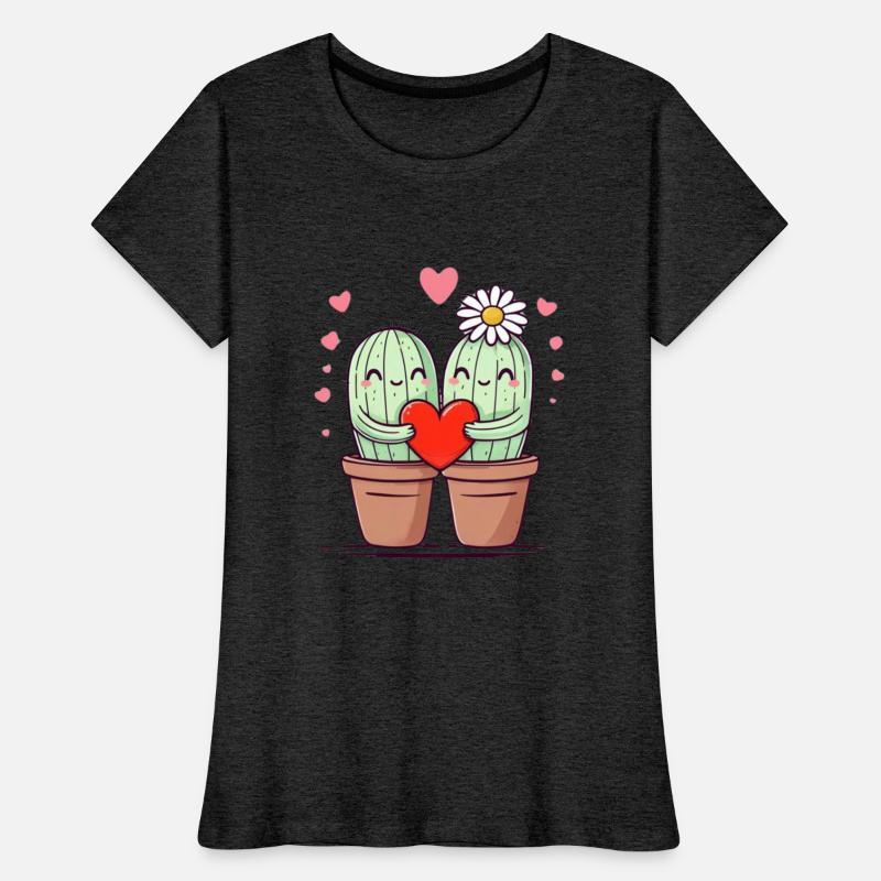 Cactus Couple Holding Heart with Love