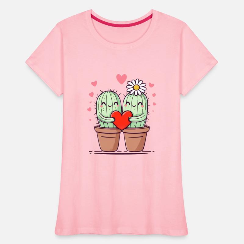 Cactus Couple Holding Heart with Love