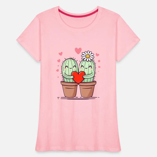Cactus Couple Holding Heart with Love
