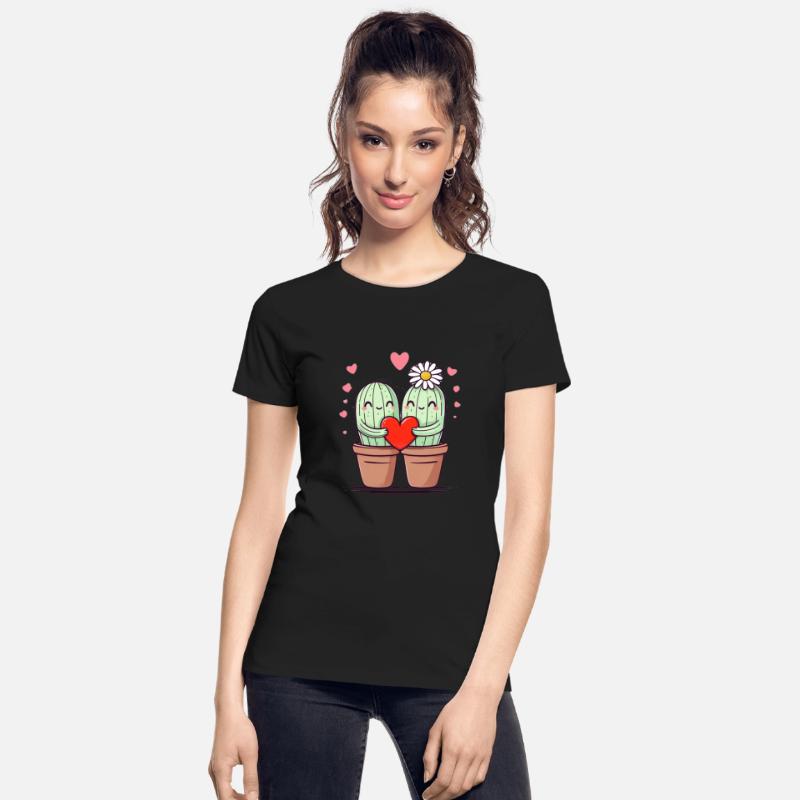 Cactus Couple Holding Heart with Love