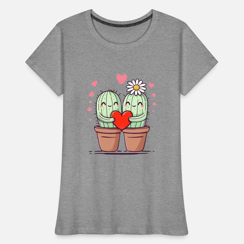 Cactus Couple Holding Heart with Love