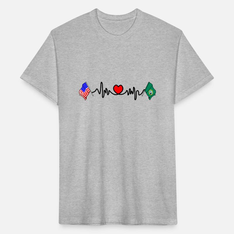 Cardio Heart with Flag USA and Washington Flag