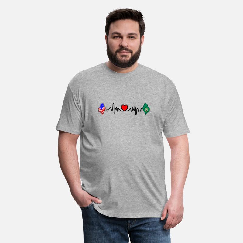 Cardio Heart with Flag USA and Washington Flag