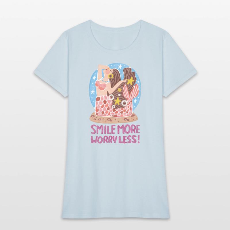 Charming Flat-style Mermaid on Starry Beach