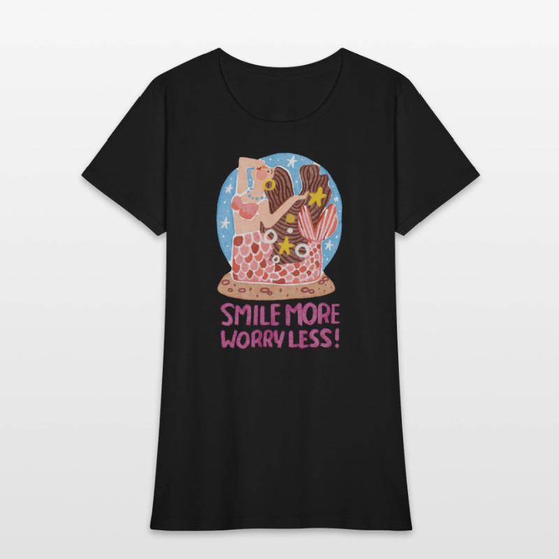 Charming Flat-style Mermaid on Starry Beach