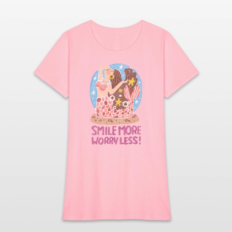 Charming Flat-style Mermaid on Starry Beach