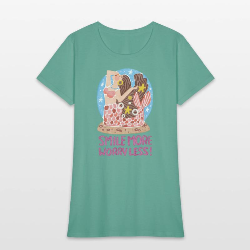 Charming Flat-style Mermaid on Starry Beach