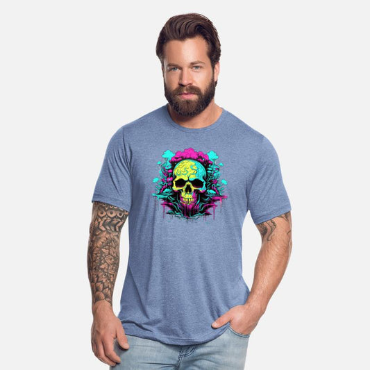 Colorful Neon Skull with melting ink, Cool looking