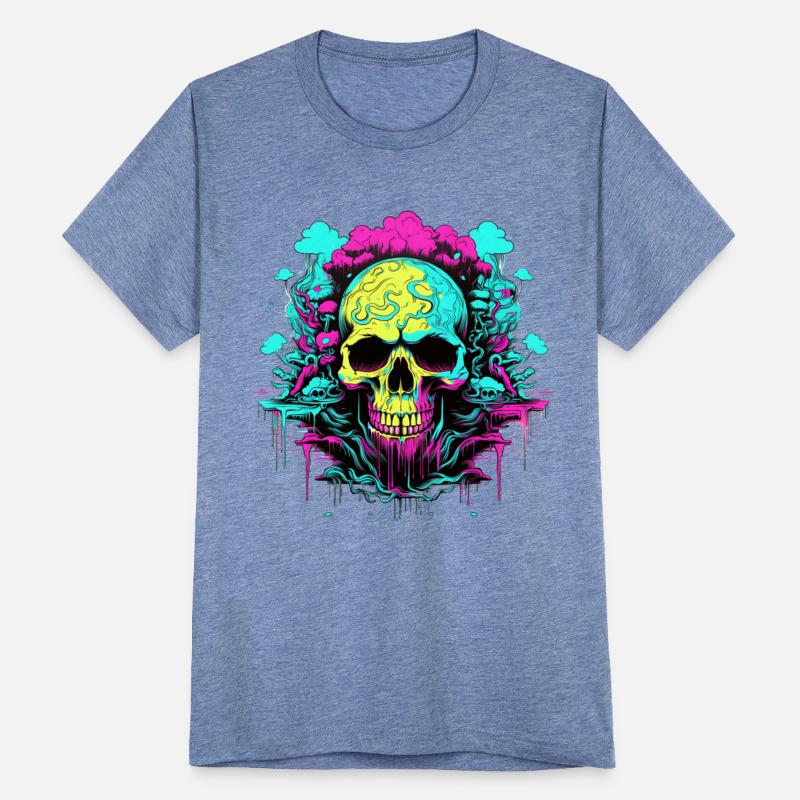Colorful Neon Skull with melting ink, Cool looking