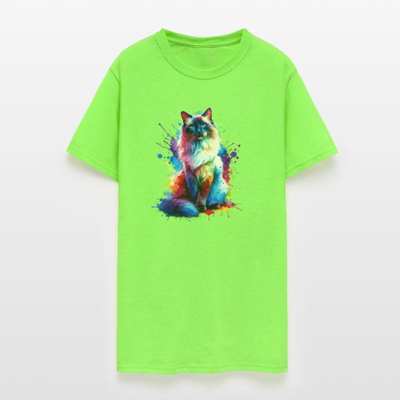 Colorful Splash Art Balinese Cat Longhaired