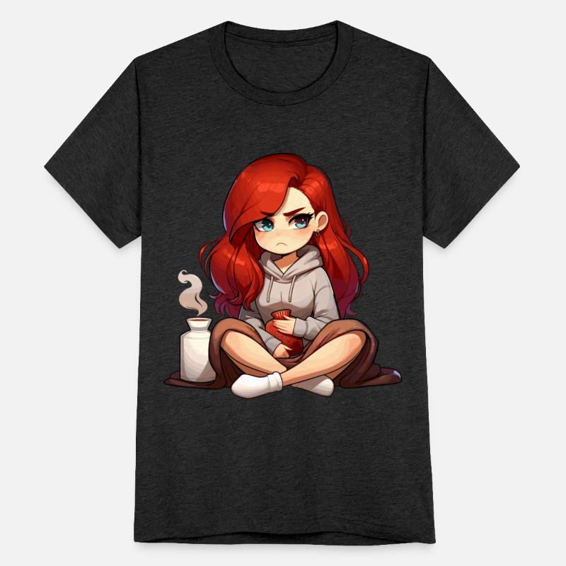 Cozy Anime Girl with Red Hair Relaxing