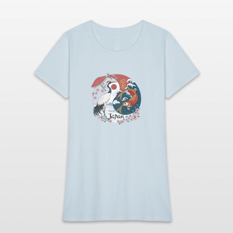 Crane and Koi Yin Yang –Japanese Symbol of Harmony