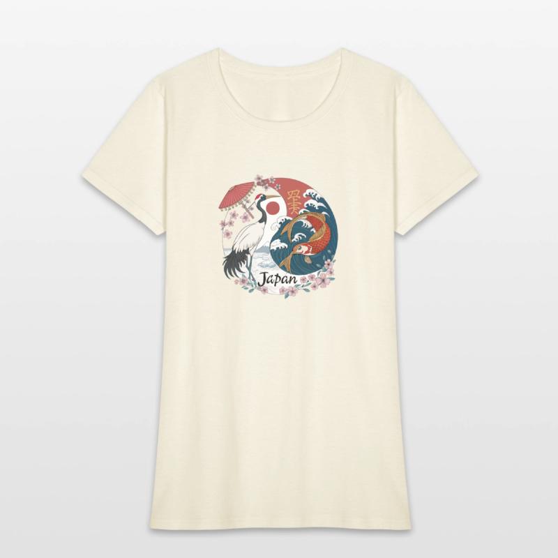 Crane and Koi Yin Yang –Japanese Symbol of Harmony