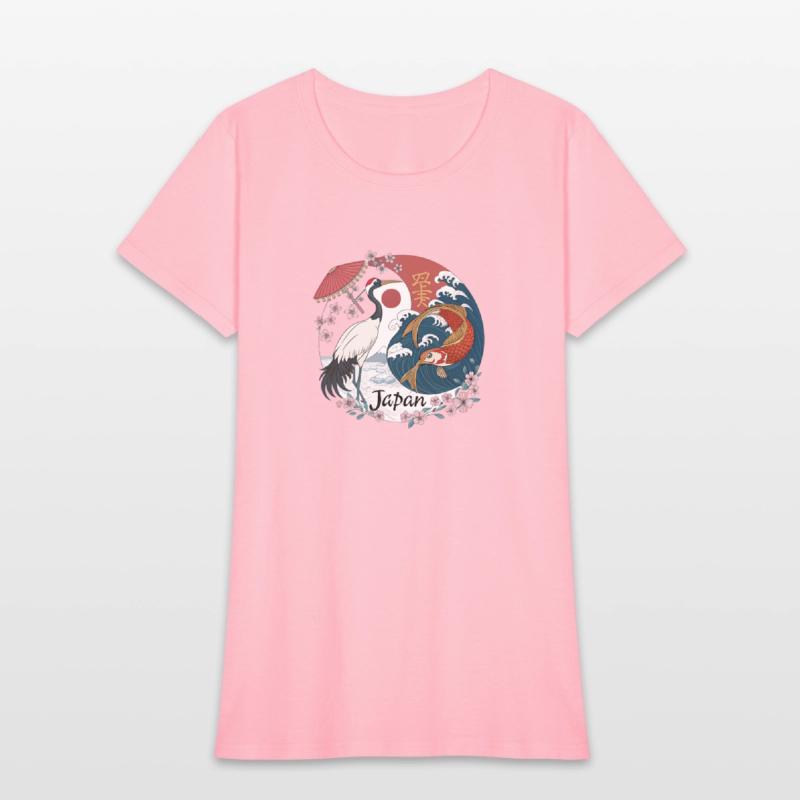 Crane and Koi Yin Yang –Japanese Symbol of Harmony