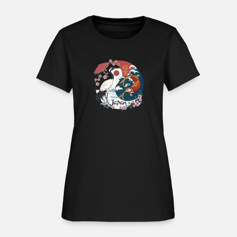 Crane and Koi Yin Yang –Japanese Symbol of Harmony